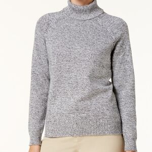 Women's Gray Cotton Turtleneck Sweater